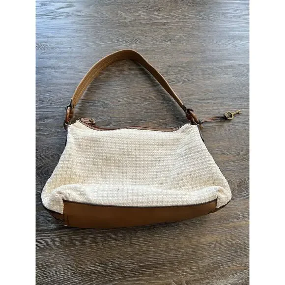VTG Fossil 1954 Classic Bag Medium Size 9”x13” Zip Top Cream Color - Picture 13 of 13